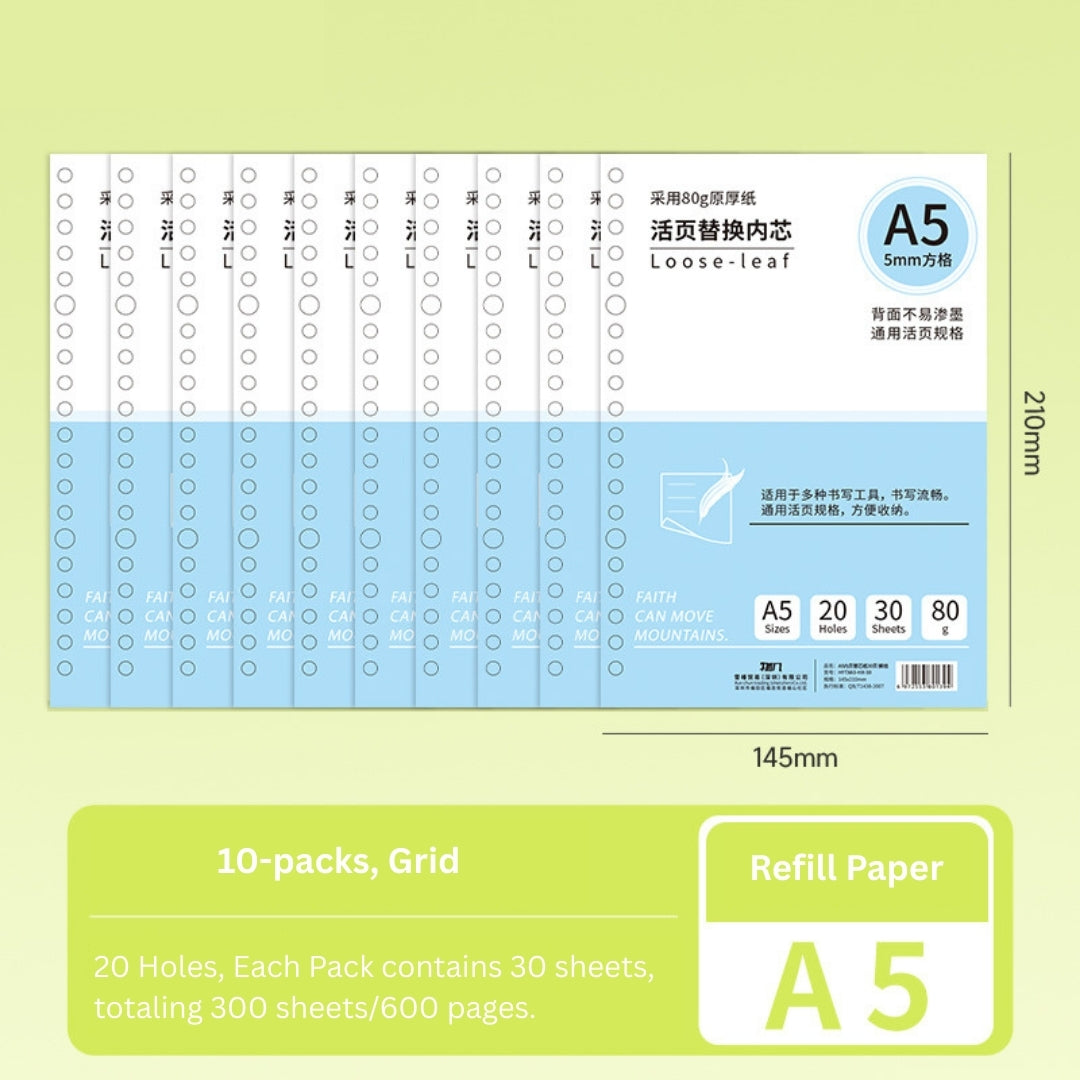 Loose-Leaf Refill Inserts – B5 / A5 / A4 Sizes