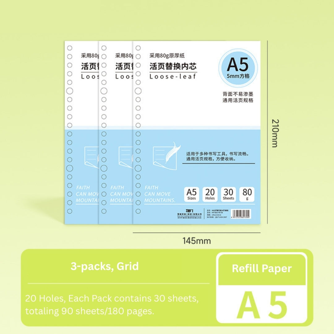Loose-Leaf Refill Inserts – B5 / A5 / A4 Sizes