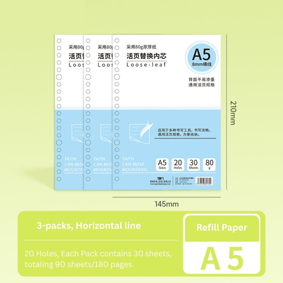 Loose-Leaf Refill Inserts – B5 / A5 / A4 Sizes