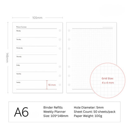 Weekly Focus Grid Planner Binder Refills
