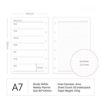 Weekly Focus Grid Planner Binder Refills