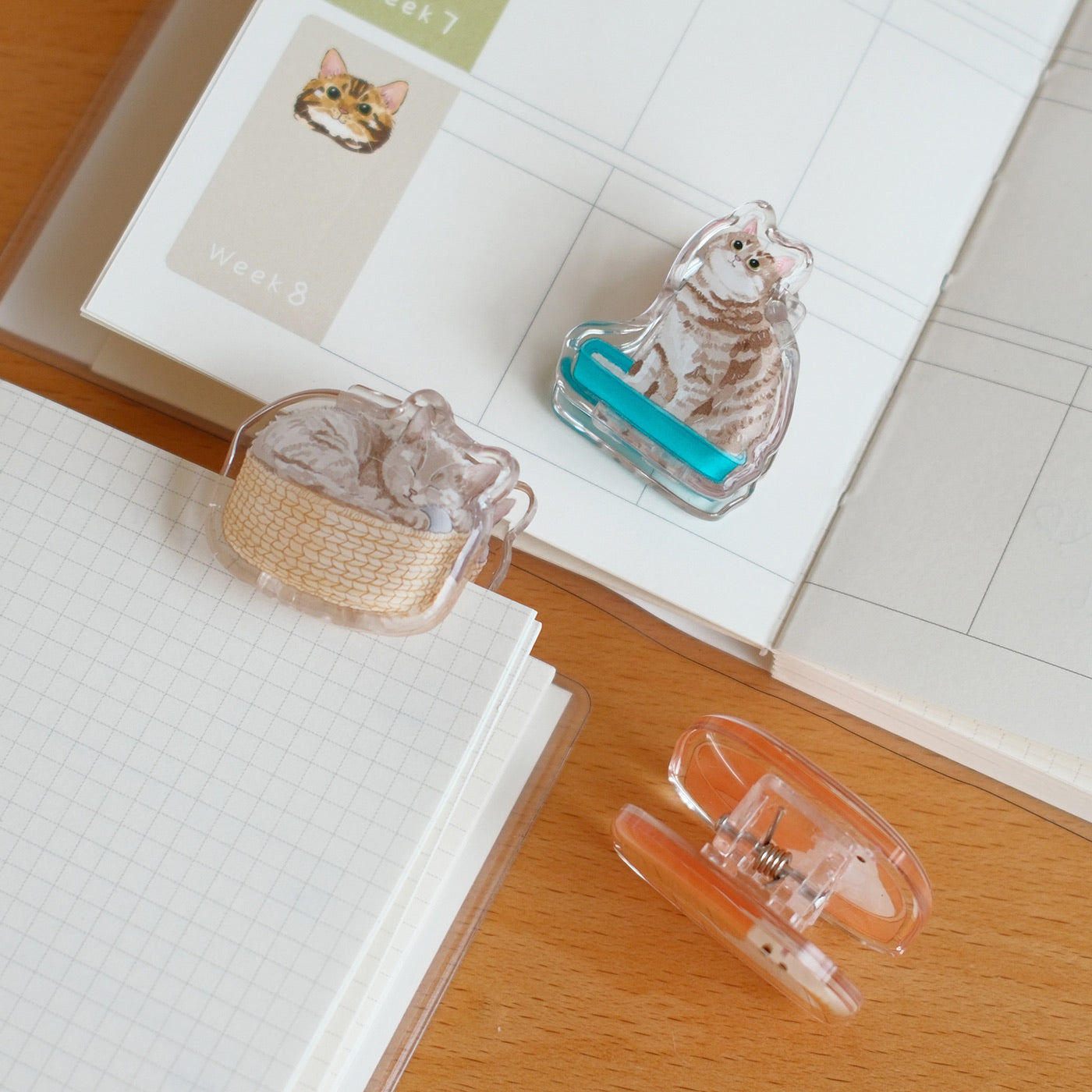 Kitty Pocket Clips – Acrylic Memo & Planner Clips