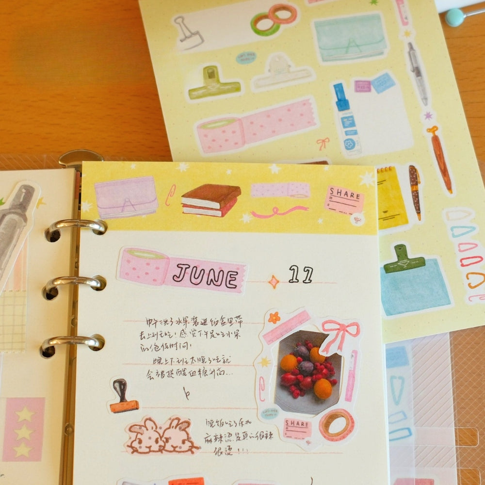 Aesthetic Stationery Illustration Die-Cut Stickers