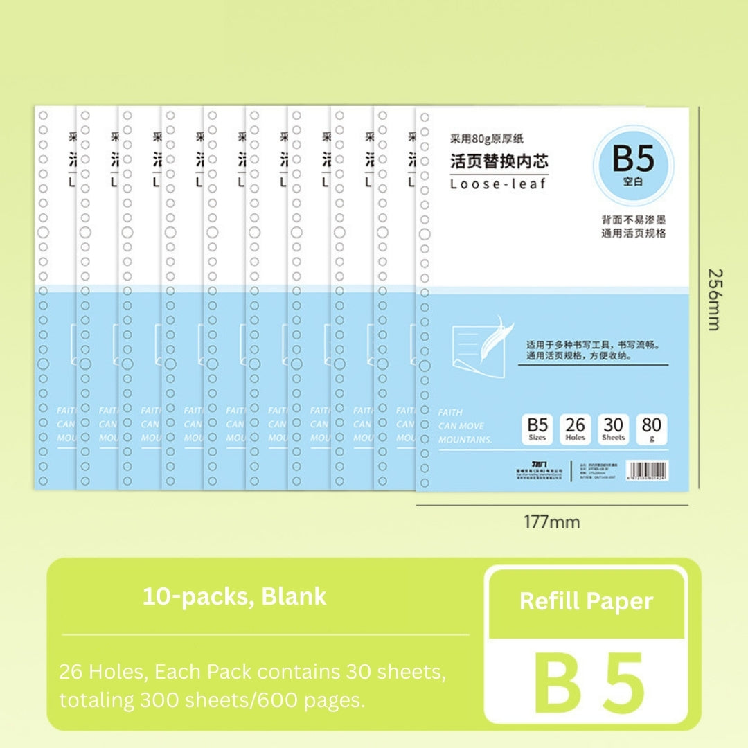 Loose-Leaf Refill Inserts – B5 / A5 / A4 Sizes