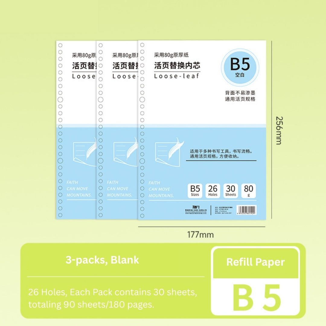 Loose-Leaf Refill Inserts – B5 / A5 / A4 Sizes