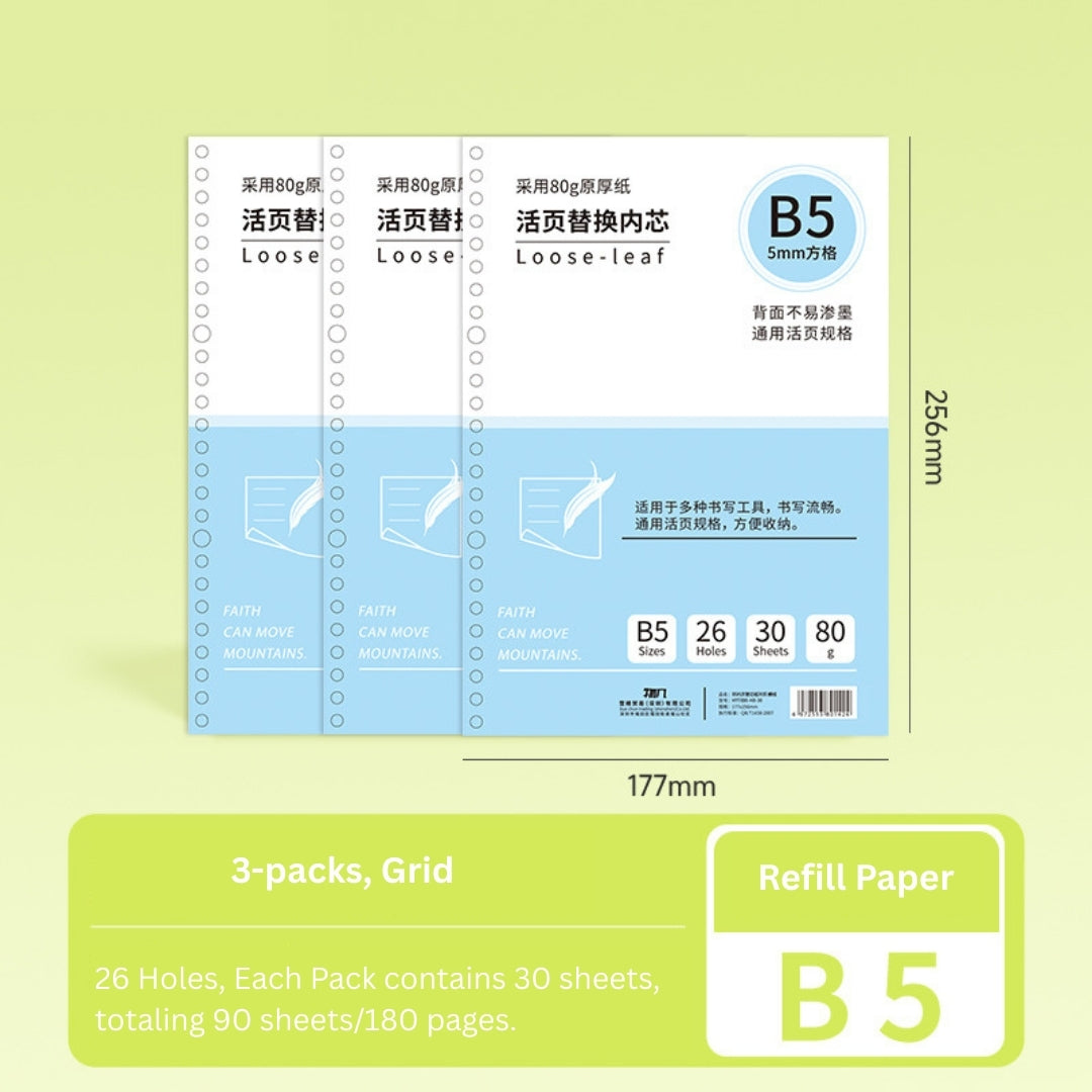 Loose-Leaf Refill Inserts – B5 / A5 / A4 Sizes