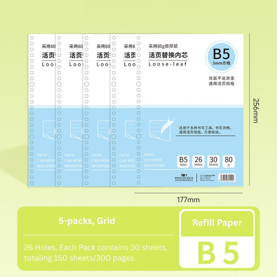 Loose-Leaf Refill Inserts – B5 / A5 / A4 Sizes