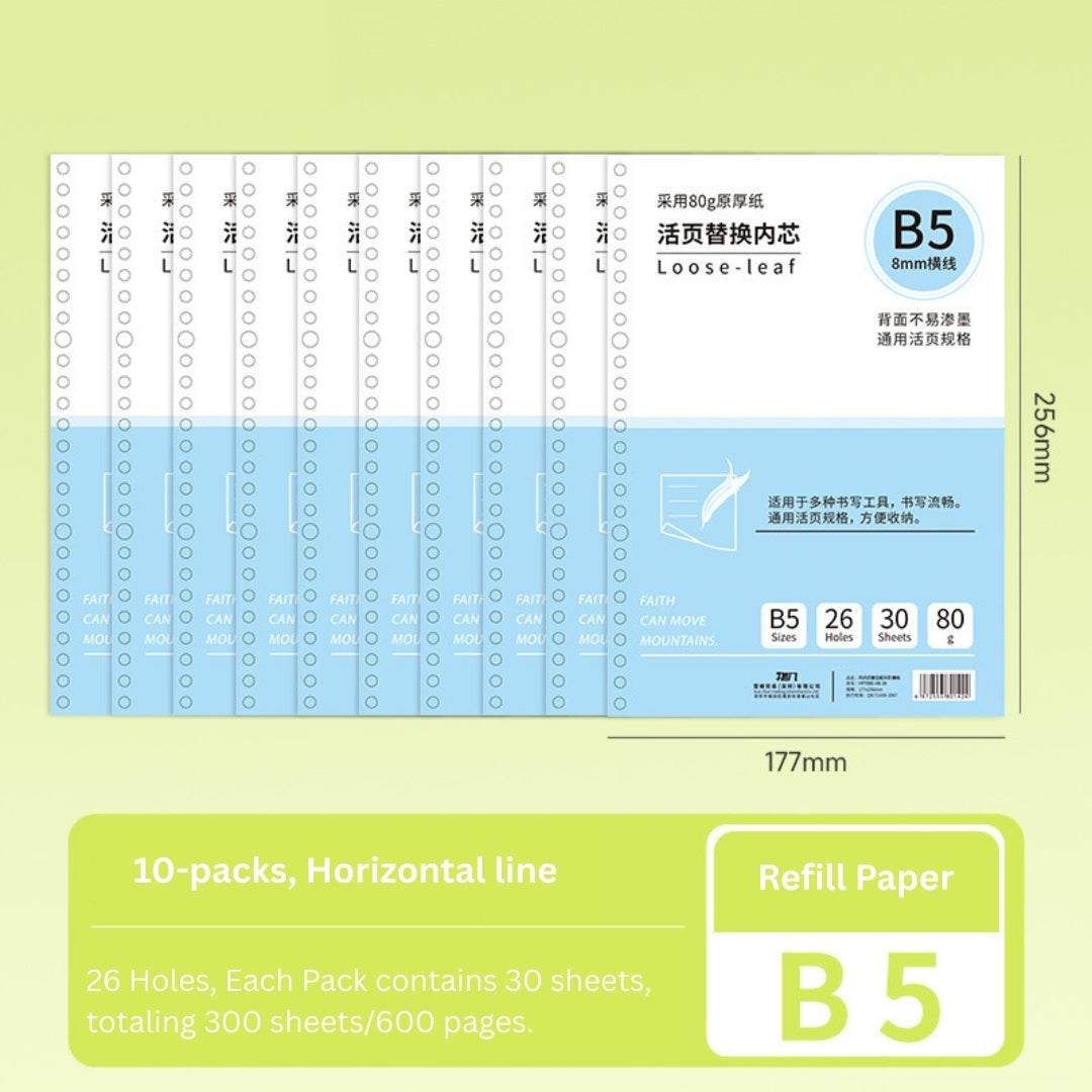 Loose-Leaf Refill Inserts – B5 / A5 / A4 Sizes