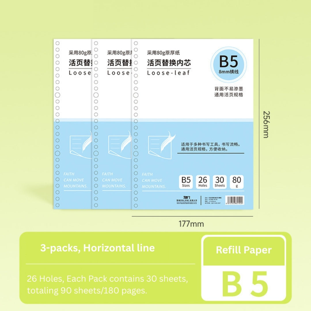 Loose-Leaf Refill Inserts – B5 / A5 / A4 Sizes