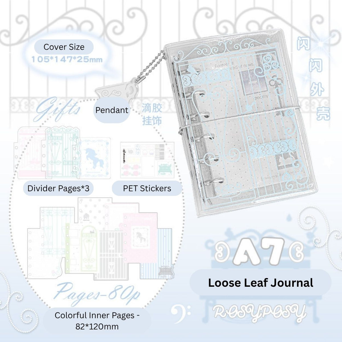 Vintage Window A7 Glitter Binder Journal