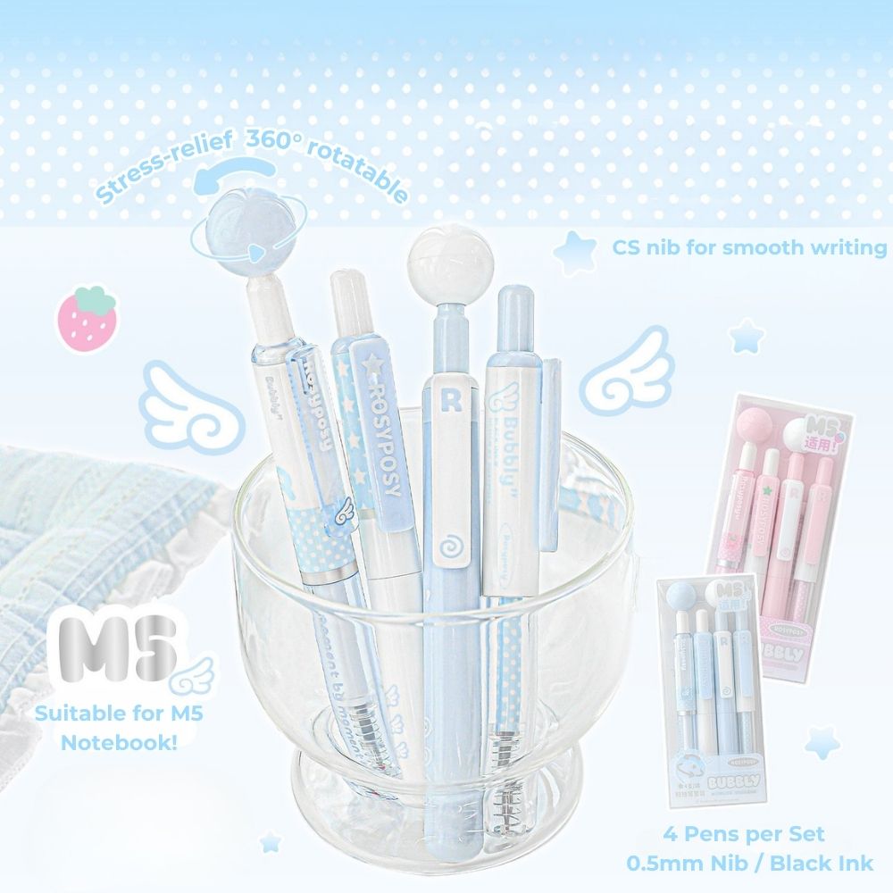 BUBBLY Short Stress-Relief Gel Pens – 4-Pack