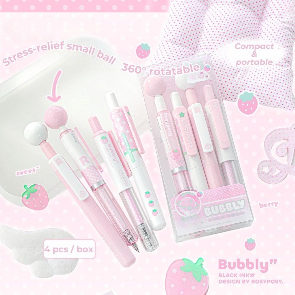 BUBBLY Short Stress-Relief Gel Pens – 4-Pack