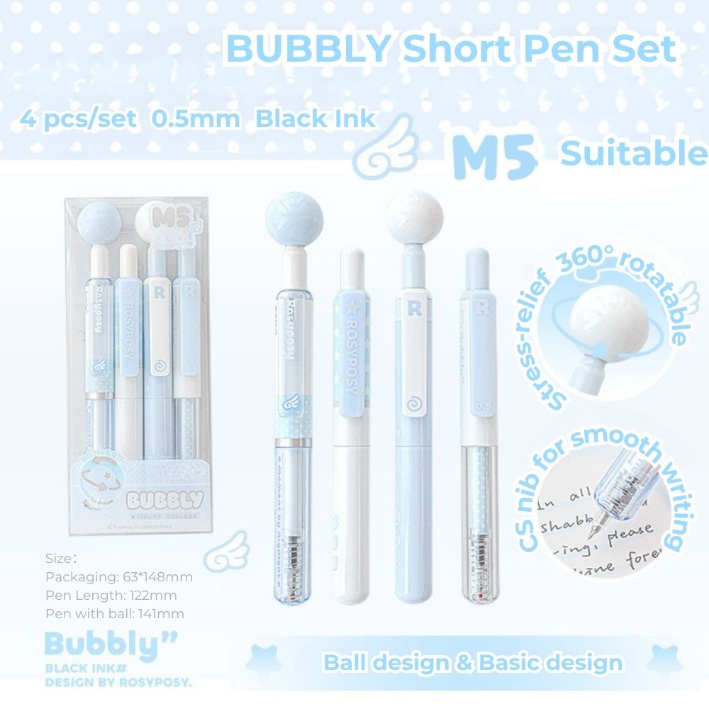 BUBBLY Short Stress-Relief Gel Pens – 4-Pack