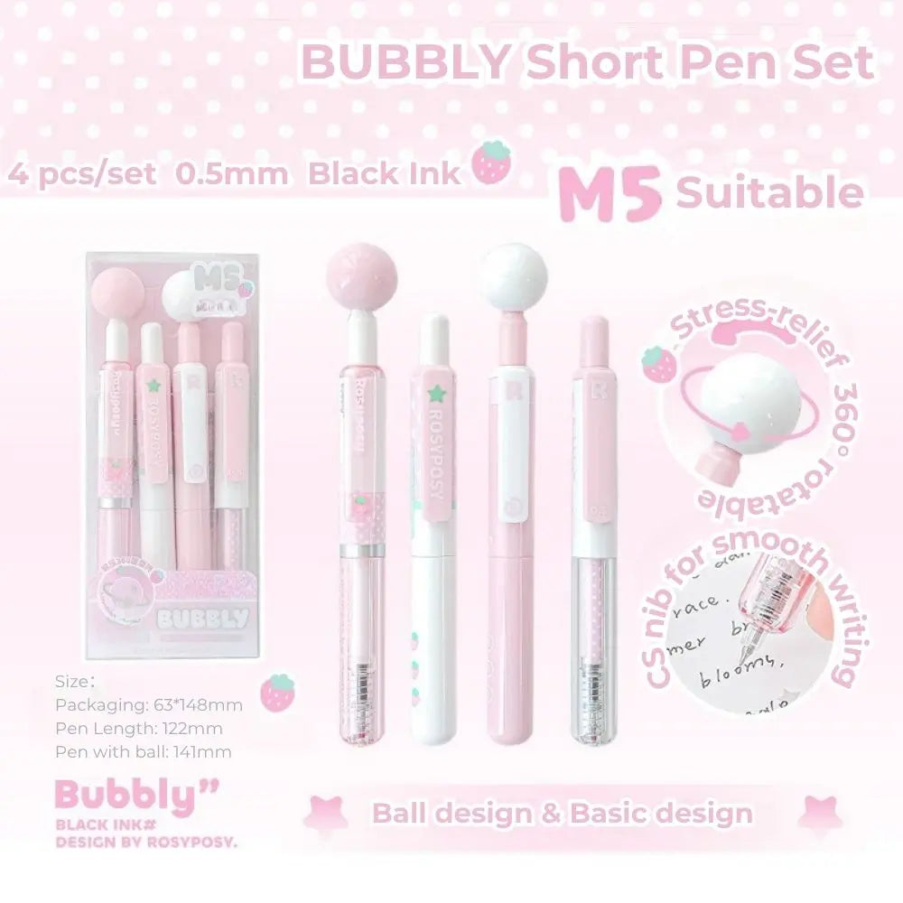 BUBBLY Short Stress Relief Gel Pens – 4 Pack