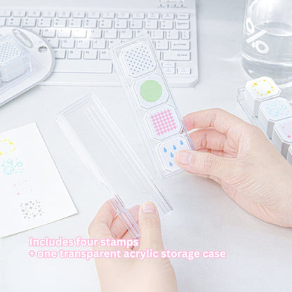 Background Stamp Set, 4-in-1 Portable Pre-Inked