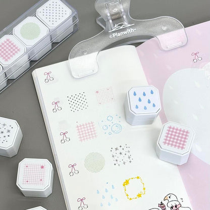 Background Stamp Set, 4-in-1 Portable Pre-Inked