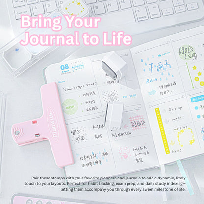 Background Stamp Set, 4-in-1 Portable Pre-Inked