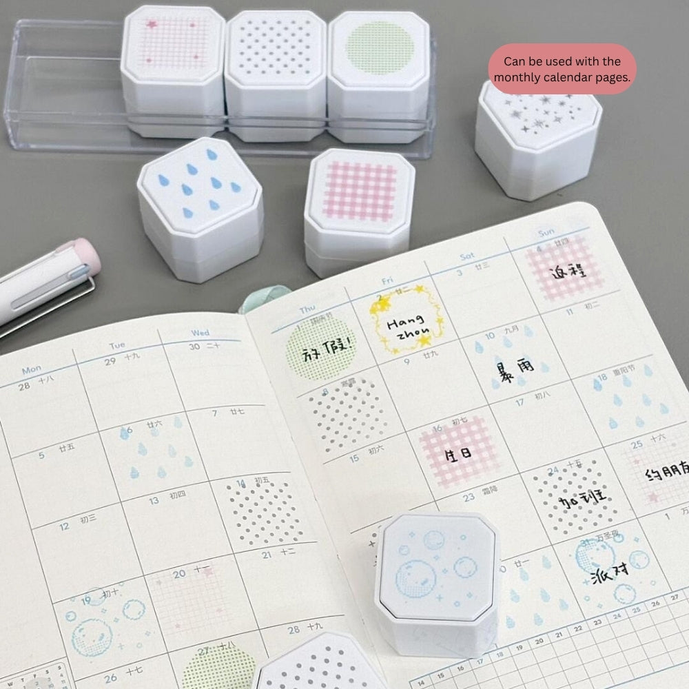 Background Stamp Set, 4-in-1 Portable Pre-Inked