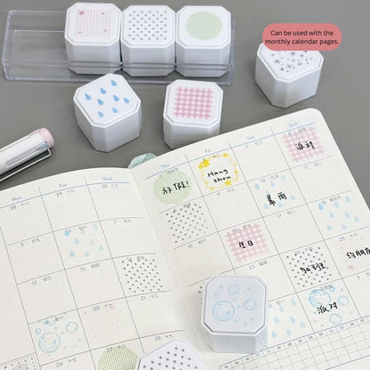 Background Stamp Set, 4-in-1 Portable Pre-Inked