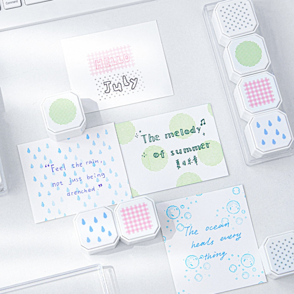 Background Stamp Set, 4-in-1 Portable Pre-Inked