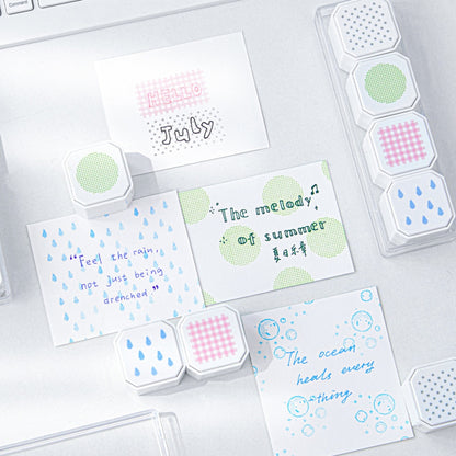 Background Stamp Set, 4-in-1 Portable Pre-Inked