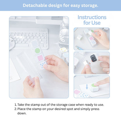 Background Stamp Set, 4-in-1 Portable Pre-Inked