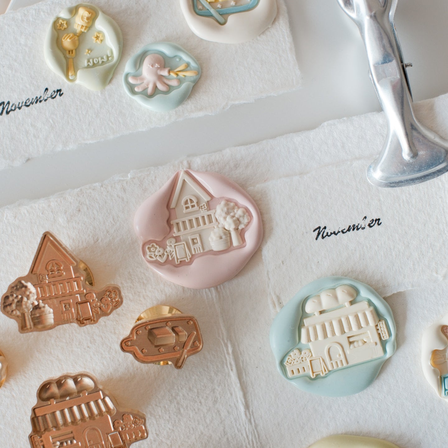 Brass Relief Food/Dessert Themes Wax Seal Stamps Head & Wooden Handle