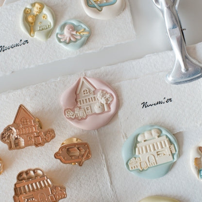 Brass Relief Food/Dessert Themes Wax Seal Stamps Head & Wooden Handle