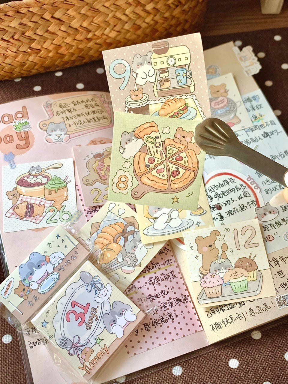 31-Day Gourmet Food Date Stickers Memo Pad