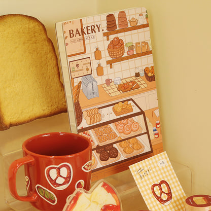 A5 Hard Cover Notebook – Coffee & Bread Illustration