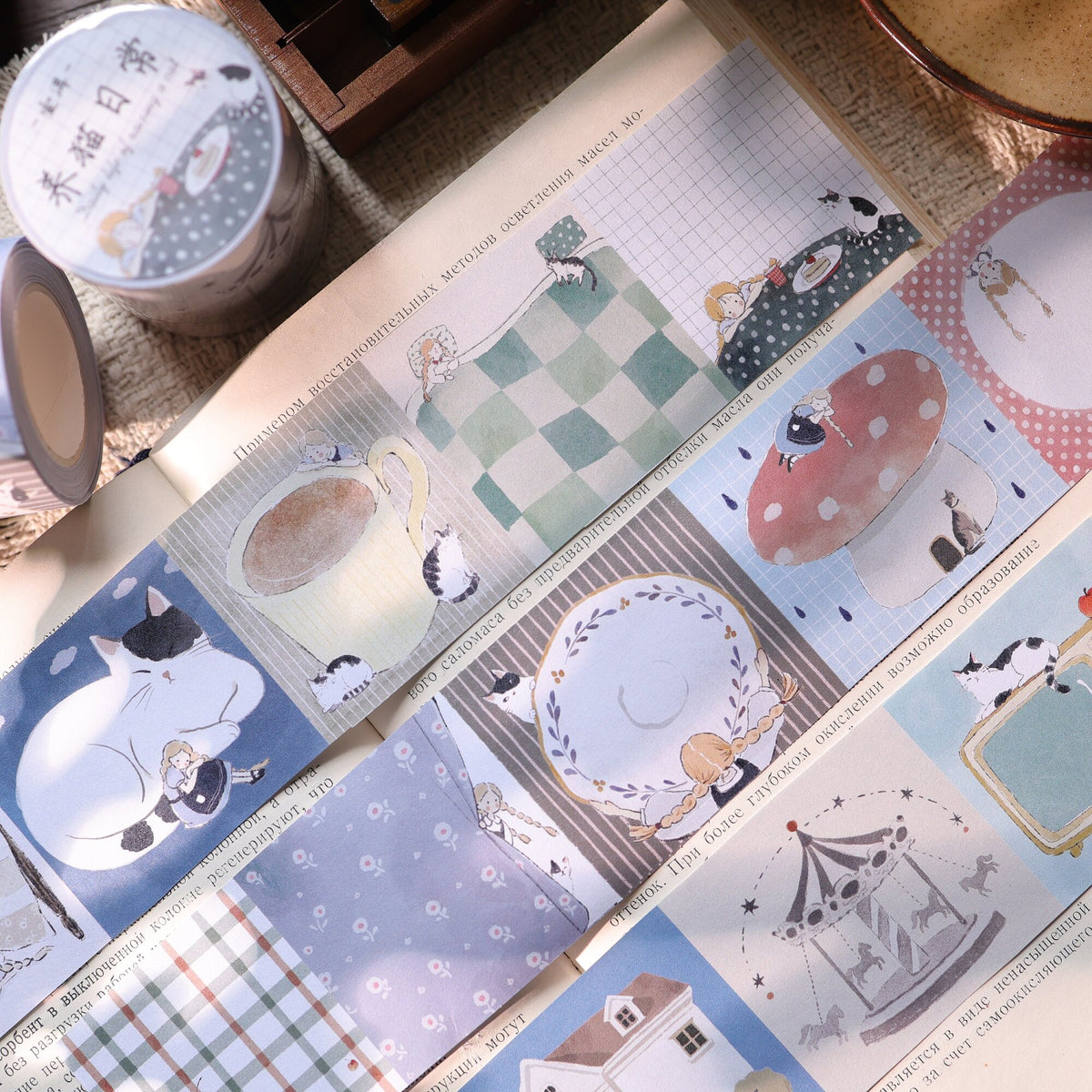 Cat Raising Daily Die-Cut Writable Memo Roll