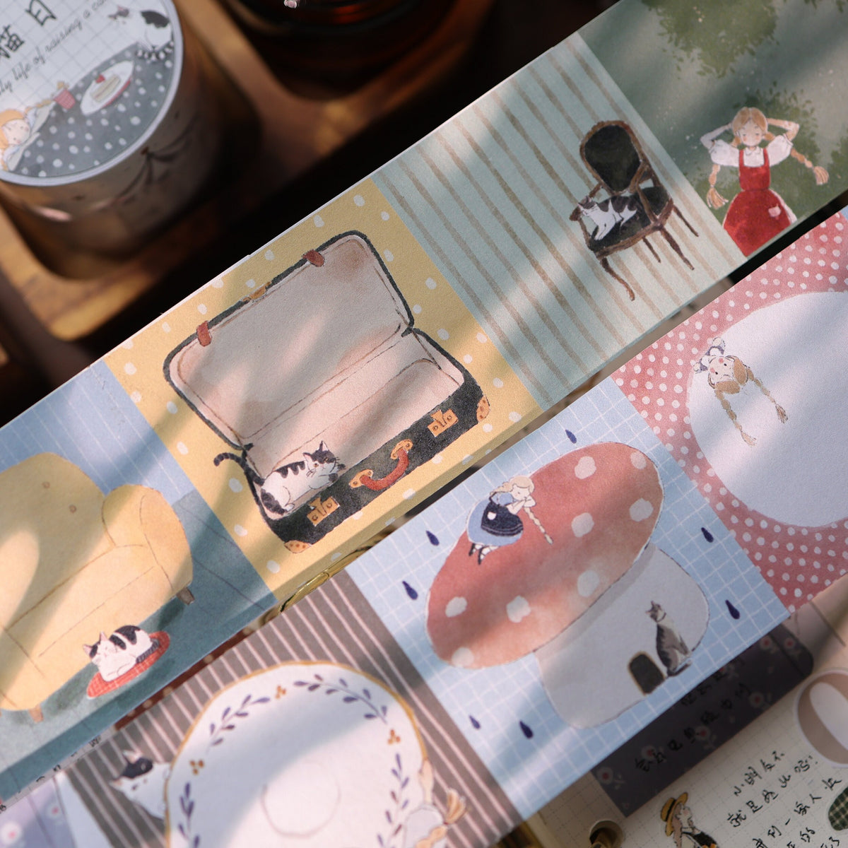 Cat Raising Daily Die-Cut Writable Memo Roll
