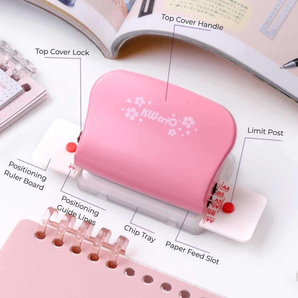 6-Hole Punch – Adjustable Paper Puncher for A4/B5/A5 Loose-Leaf Refills