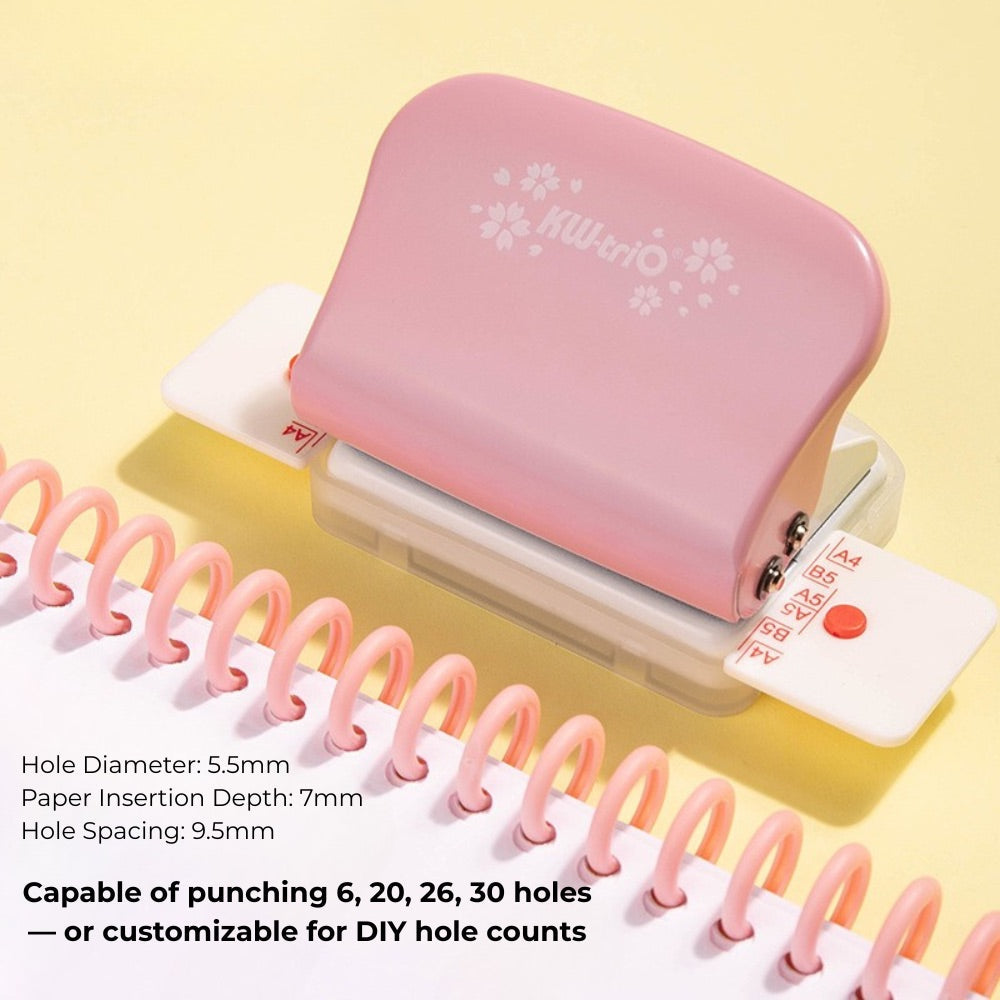 6-Hole Punch – Adjustable Paper Puncher for A4/B5/A5 Loose-Leaf Refills