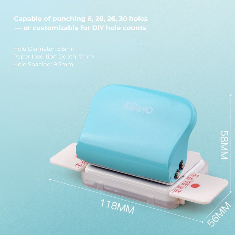 6-Hole Punch – Adjustable Paper Puncher for A4/B5/A5 Loose-Leaf Refills