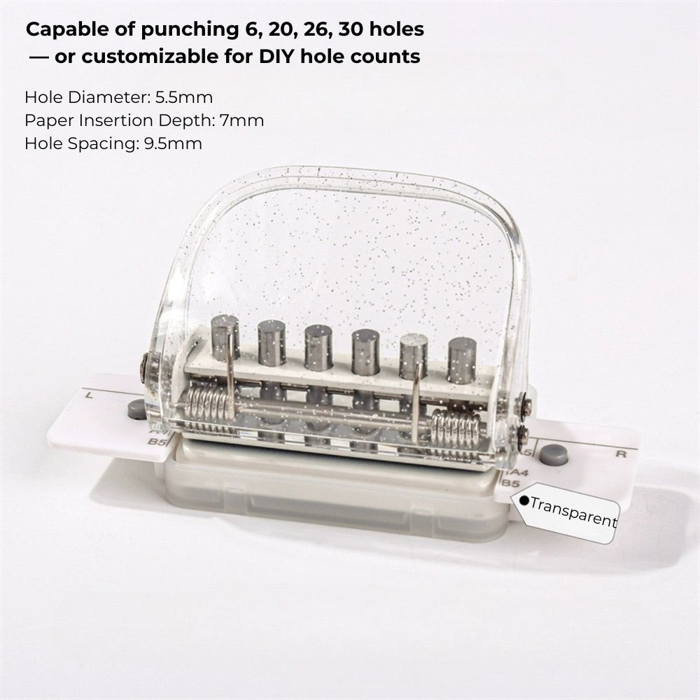 6-Hole Punch – Adjustable Paper Puncher for A4/B5/A5 Loose-Leaf Refills