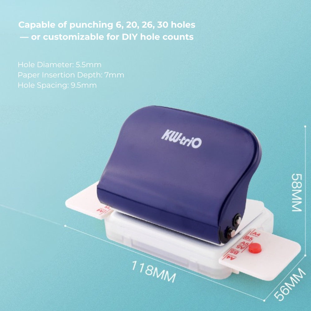 6-Hole Punch – Adjustable Paper Puncher for A4/B5/A5 Loose-Leaf Refills