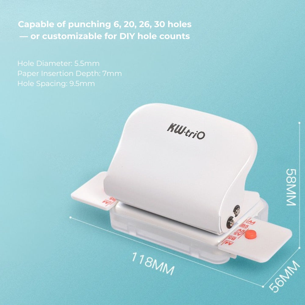 6-Hole Punch – Adjustable Paper Puncher for A4/B5/A5 Loose-Leaf Refills