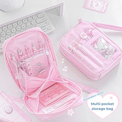 Accordion Multi-Pocket Organizer Pouch – Cute Journal & Stationery Case