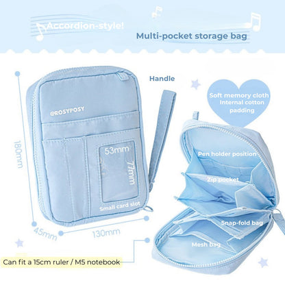 Accordion Multi-Pocket Organizer Pouch – Cute Journal & Stationery Case
