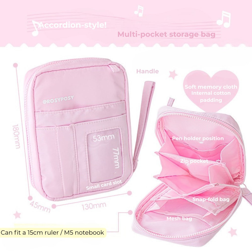 Accordion Multi-Pocket Organizer Pouch – Cute Journal & Stationery Case