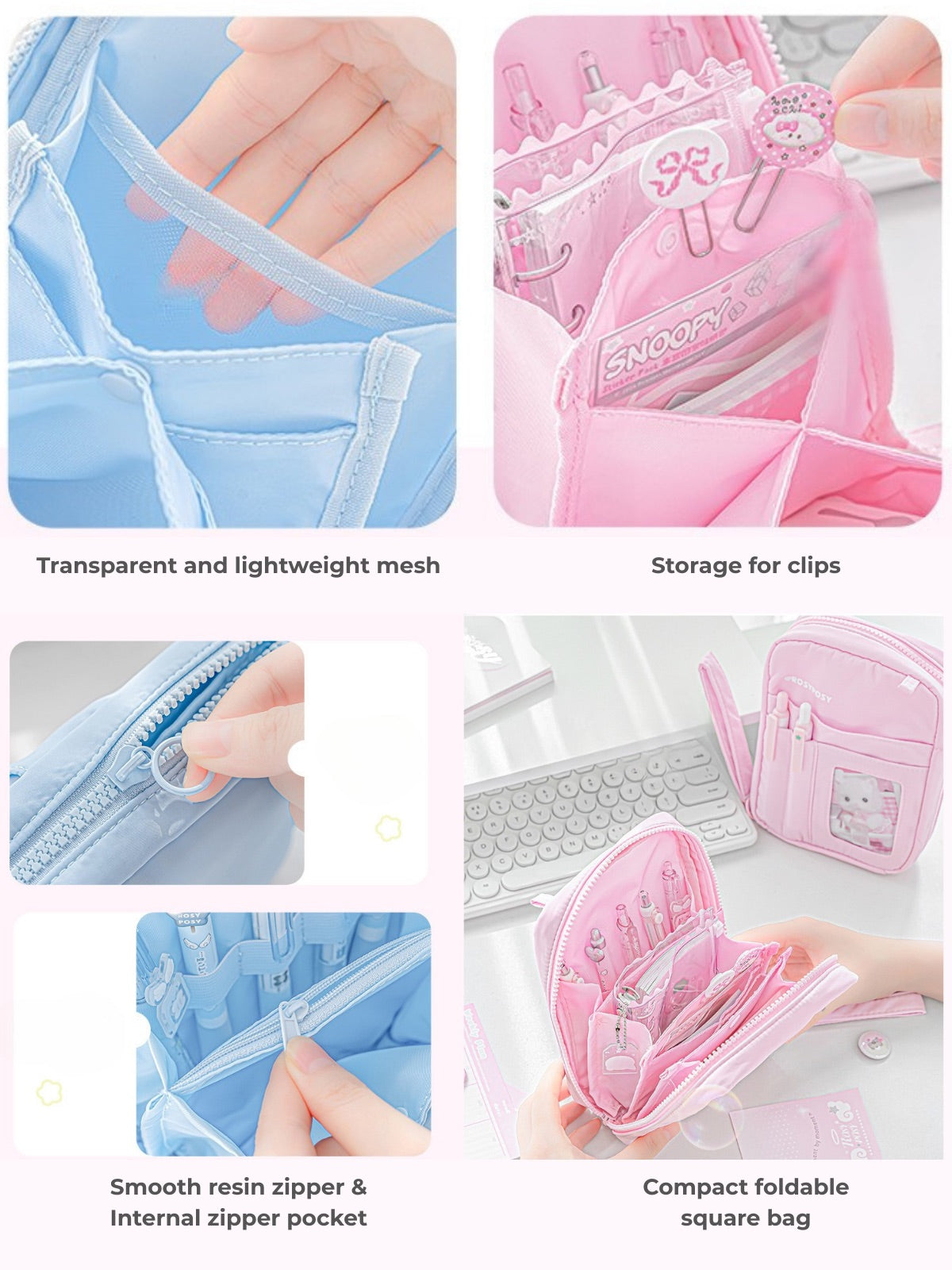 Accordion Multi-Pocket Organizer Pouch – Cute Journal & Stationery Case