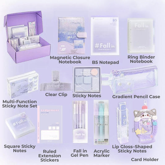Lilac Purple Stationery Gift Set - All-in-One School Supplies