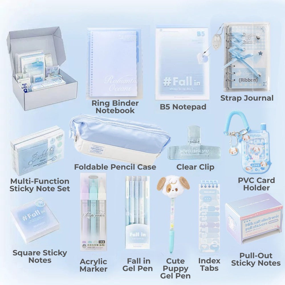 Azure Blue Stationery Gift Set - All-in-One School Supplies
