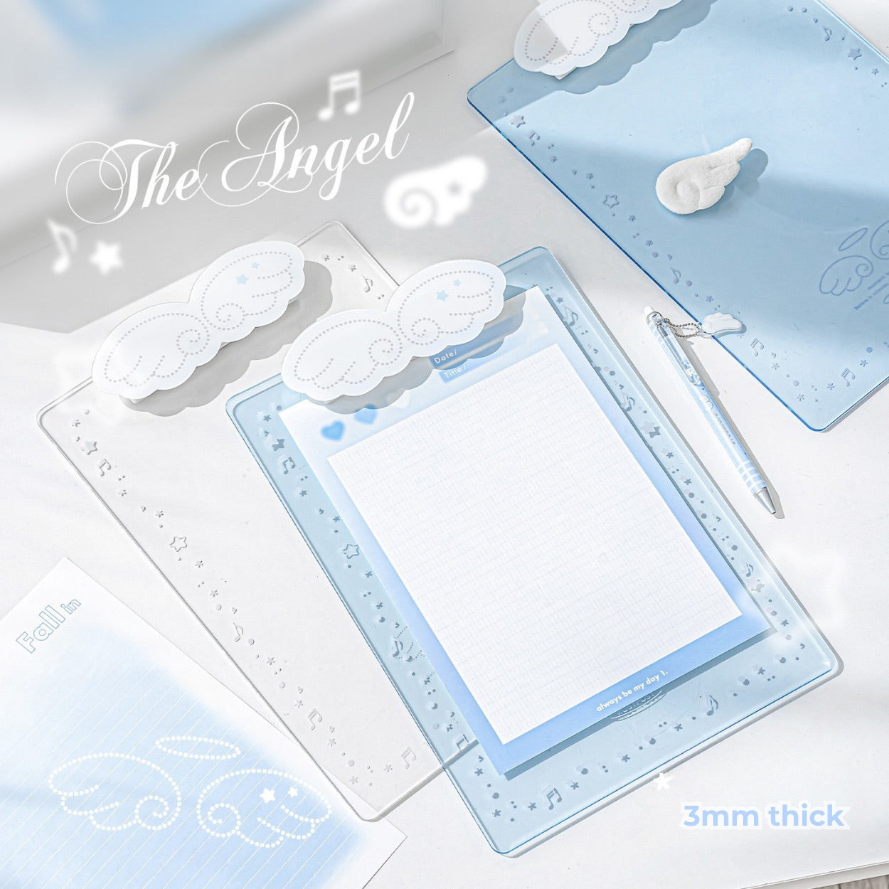 Angel Wings Transparent Acrylic Clipboard in A4 & A7
