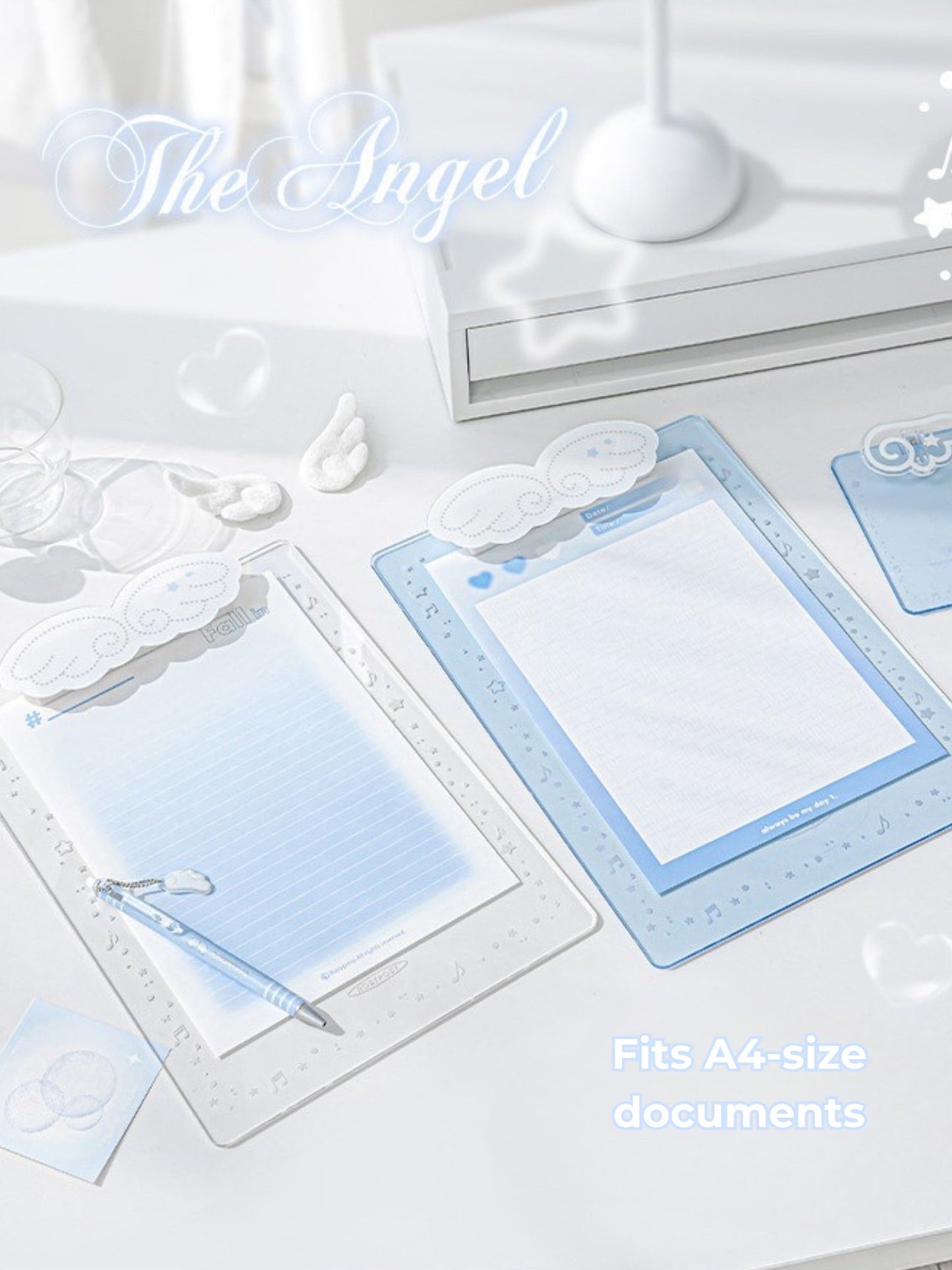 Angel Wings Transparent Acrylic Clipboard in A4 & A7