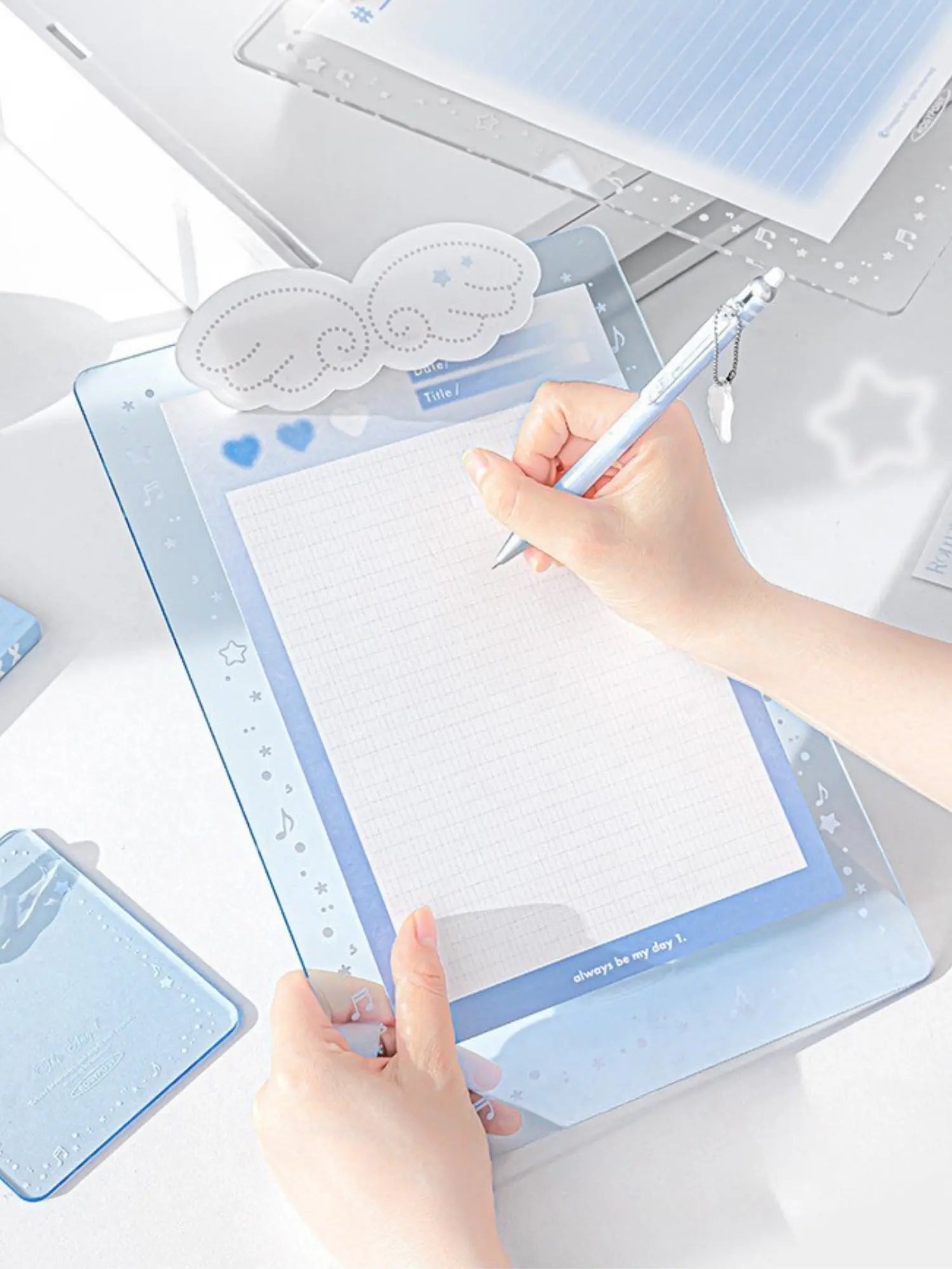 Angel Wings Transparent Acrylic Clipboard in A4 & A7 - ChicChoi