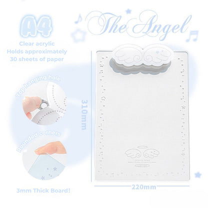 Angel Wings Transparent Acrylic Clipboard in A4 & A7