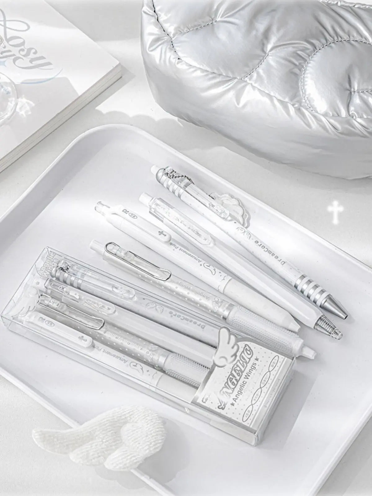 Angelic Shimmer Gel Pens Set – 4 pcs/0.5mm Nib/Black Ink ChicChoi