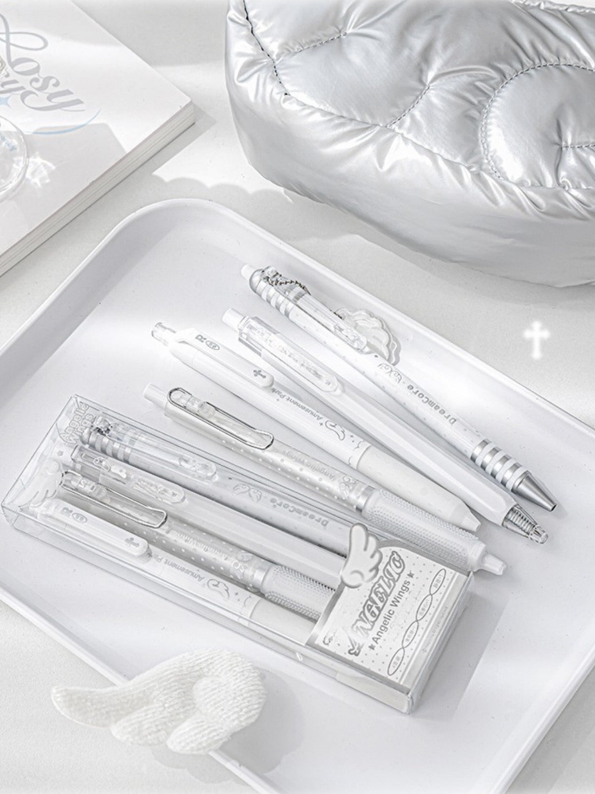 Angelic Shimmer Gel Pens Set – 4 pcs/0.5mm Nib/Black Ink